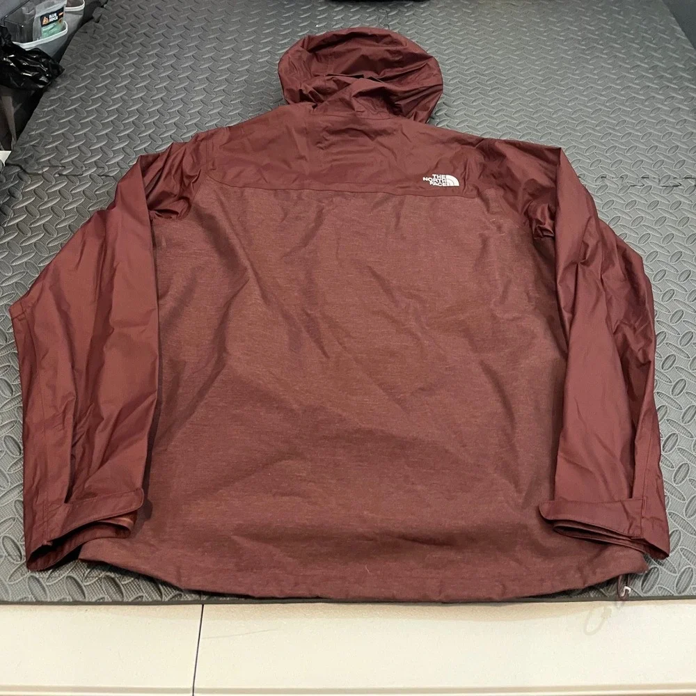 The North Face Rain Jacket Mens Medium Maroon DryVent Hooded Full Zip Shell